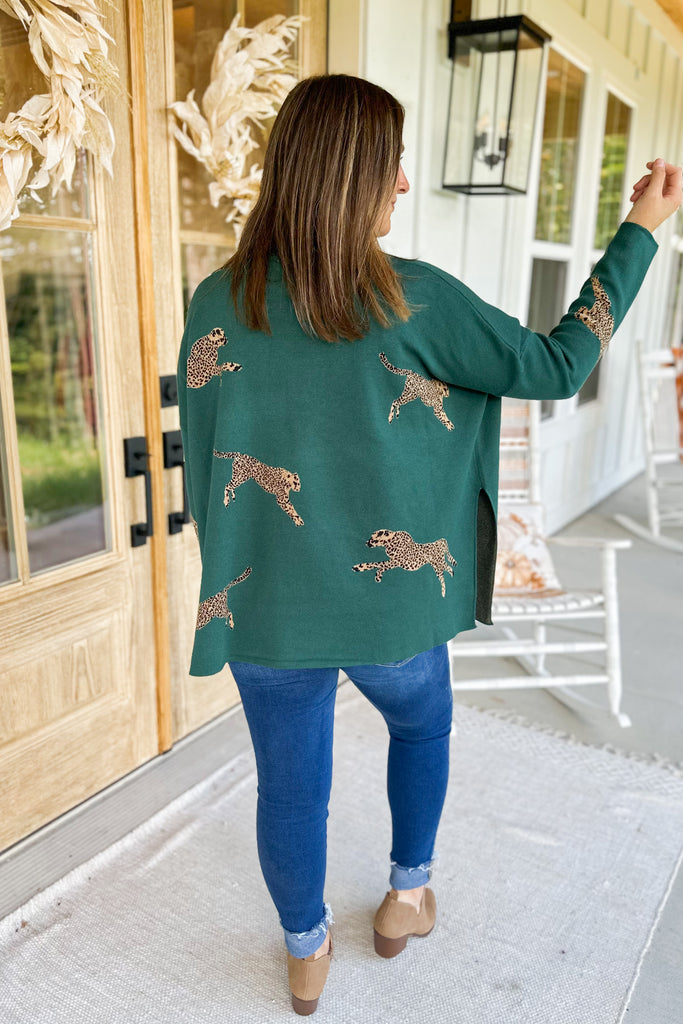 Lola Mock Neck Long Sleeve Animal Print Sweater - Be You Boutique
