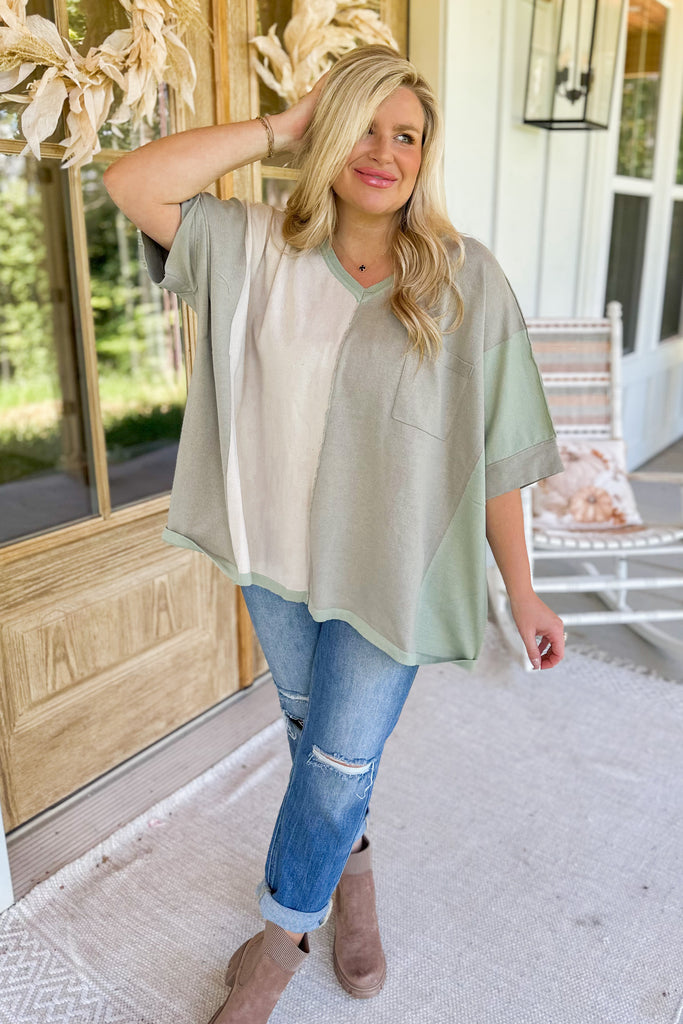 Chase Lightweight Colorblock Half Sleeve Poncho Swea - Be You Boutique