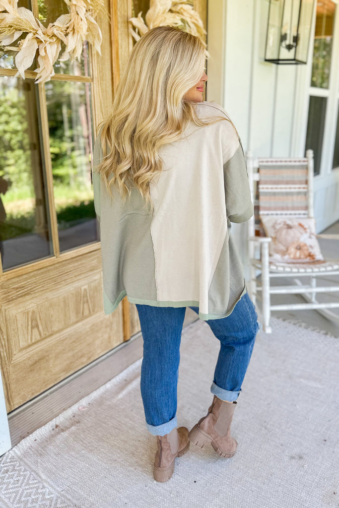 Chase Lightweight Colorblock Half Sleeve Poncho Swea - Be You Boutique