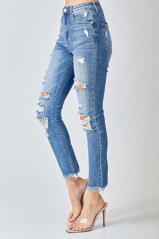 Keller High Rise Distressed Skinny Denim Jeans - Be You Boutique