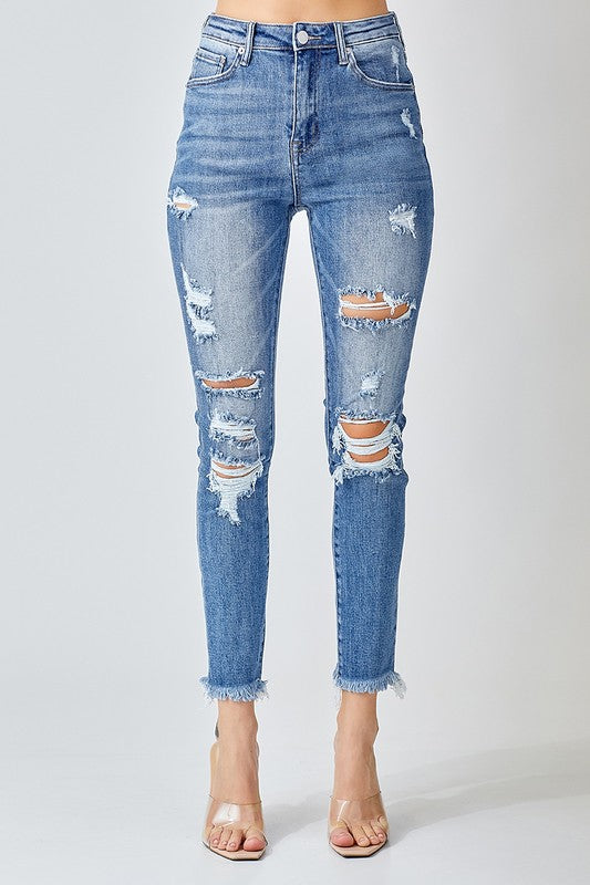 Keller High Rise Distressed Skinny Denim Jeans - Be You Boutique