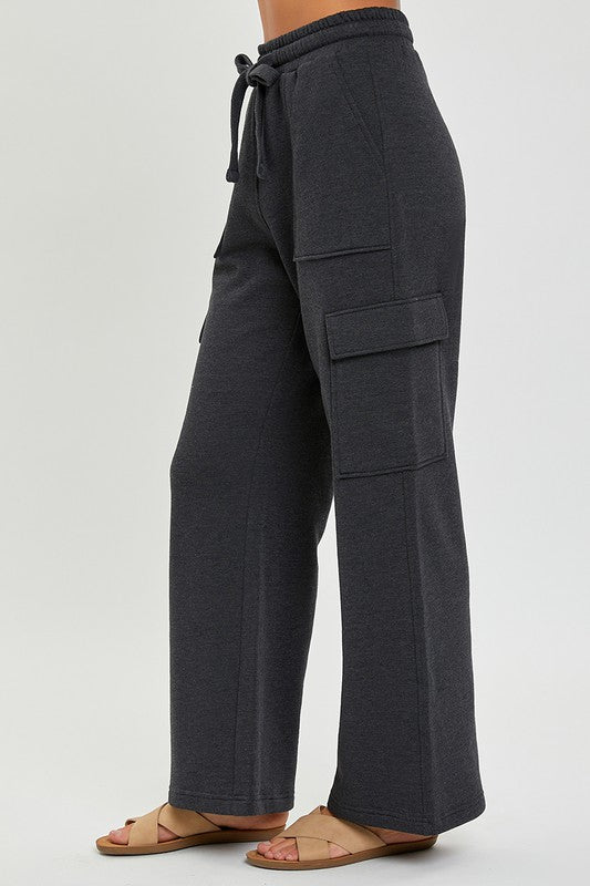 Risen Cozy Comfy High Rise Cargo Pocket Wide Leg Pants - Be You Boutique