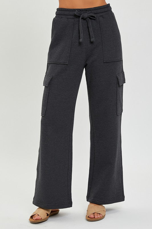 Risen Cozy Comfy High Rise Cargo Pocket Wide Leg Pants - Be You Boutique