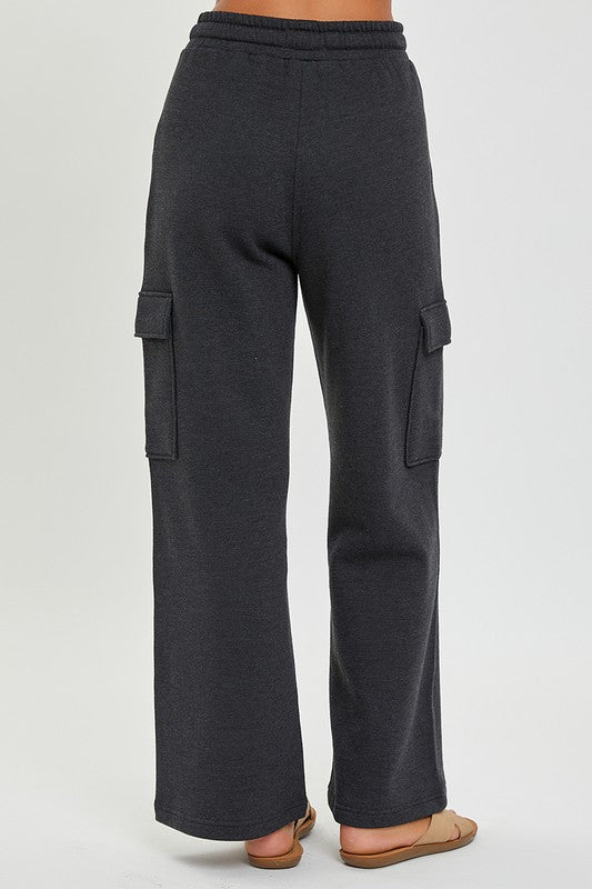 Risen Cozy Comfy High Rise Cargo Pocket Wide Leg Pants - Be You Boutique