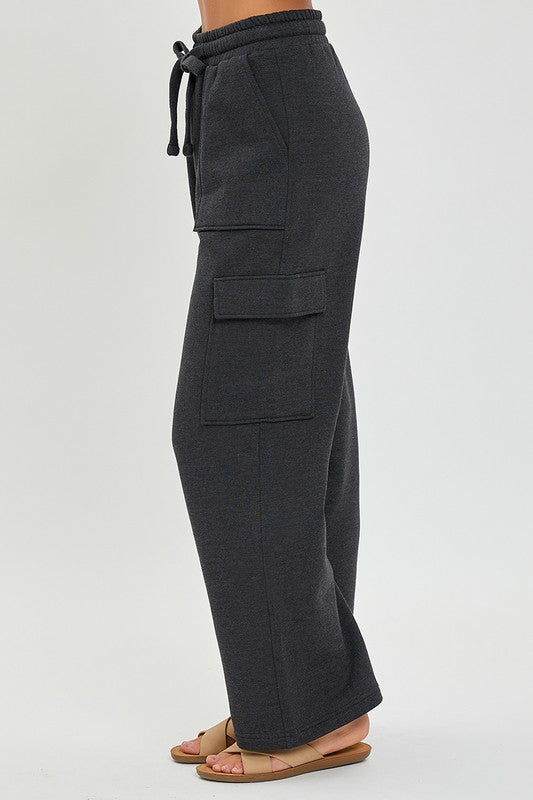 Risen Cozy Comfy High Rise Cargo Pocket Wide Leg Pants - Be You Boutique
