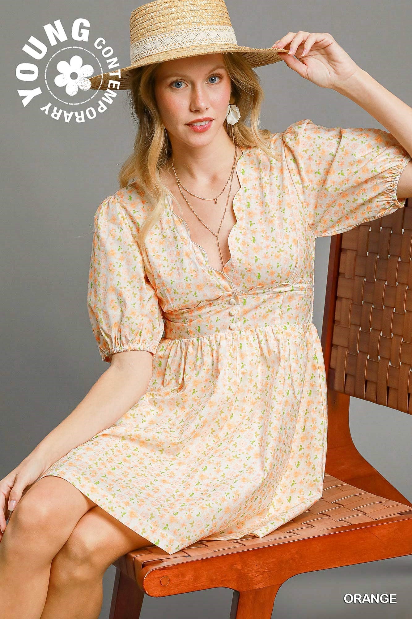 Nikki Scallop Floral Dress - Be You Boutique