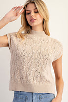 Lola Open Stitch Cable Knit Sweater Top - Be You Boutique