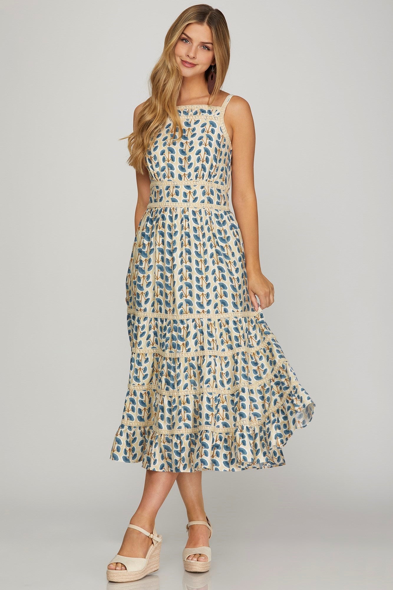 Loretta Sleeveless Woven Printed Tiered Dress - Be You Boutique