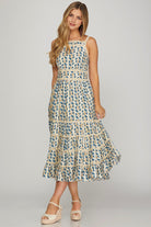 Loretta Sleeveless Woven Printed Tiered Dress - Be You Boutique