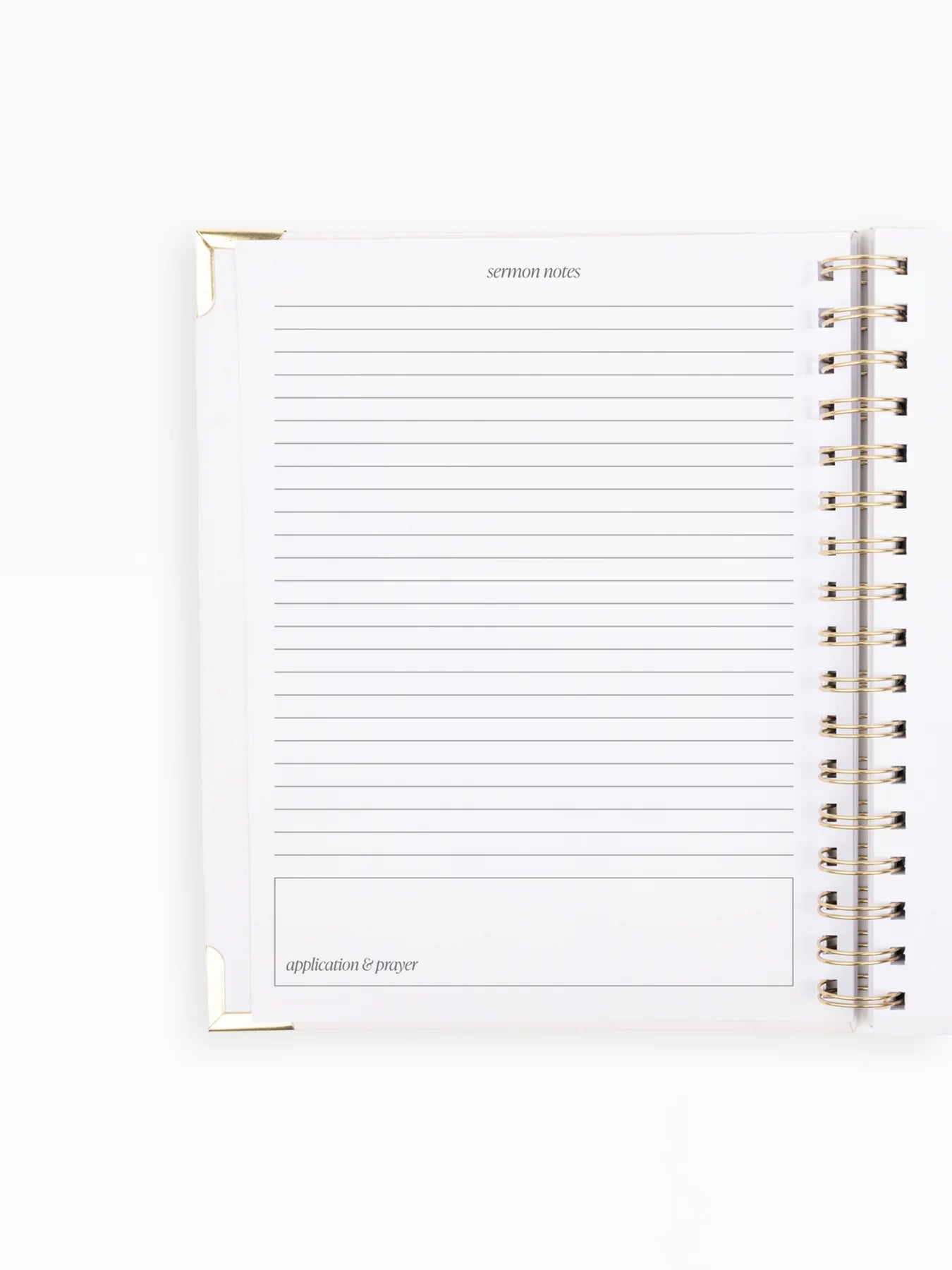 Inside view of the Mary Square Sermon Notes Journal with lined pages for sermon notes and reflections.