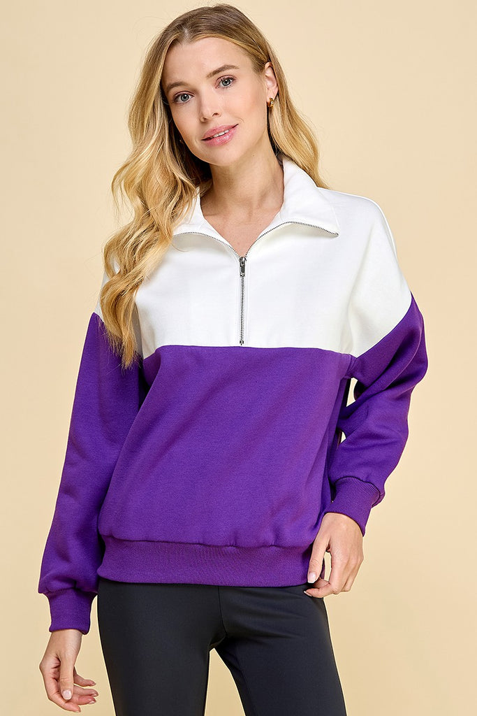Jordan Quarter Zip Collared Color Block Sweatshirt - Be You Boutique