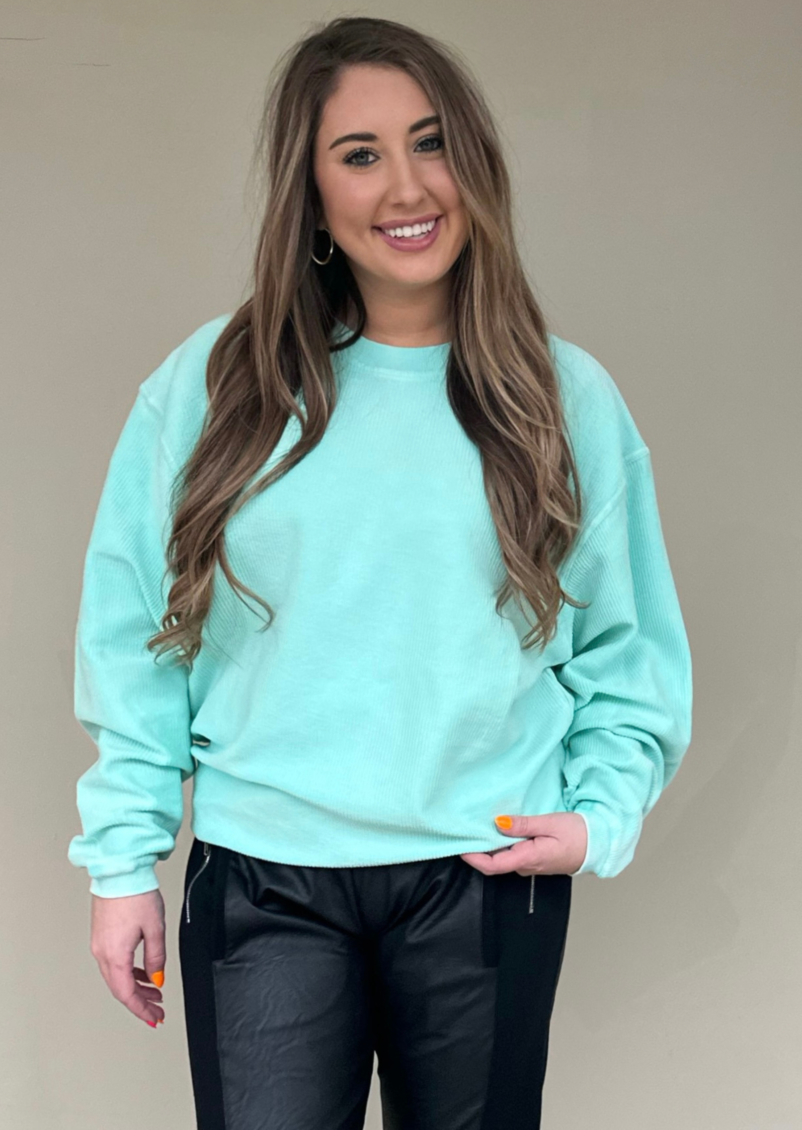 Nathanial Essential Luxe Corded Long Sleeve Crew Sweatshirt - Be You Boutique