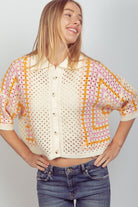 Natalie Relaxed Fit Multi Color Crochet Knit Top - Be You Boutique