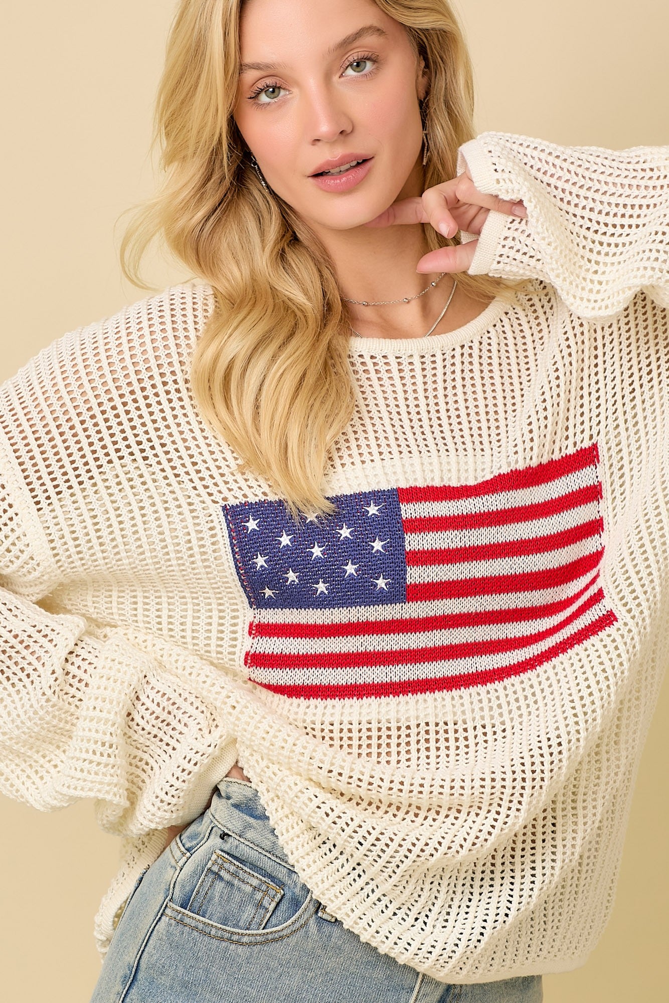 George Knitted American Flag Top - Be You Boutique