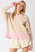 Nancy Poly X-Cable Detail Stripe Sweater - Be You Boutique