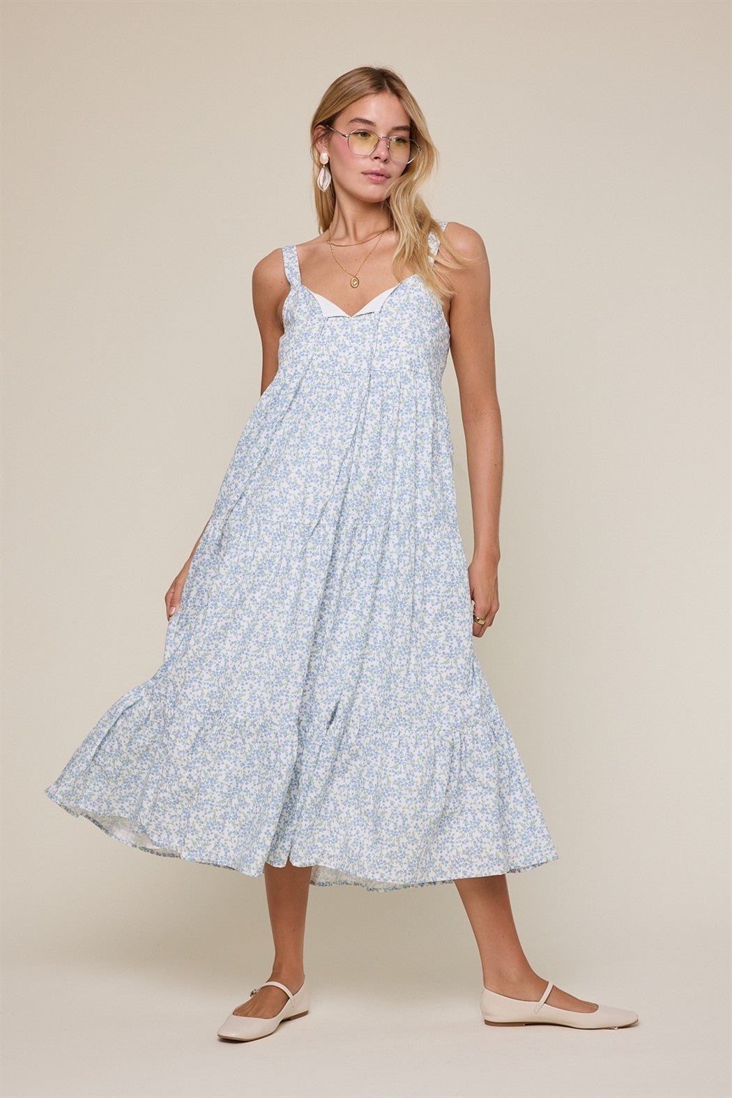 Sasha Floral Tiered Midi Dress - Be You Boutique