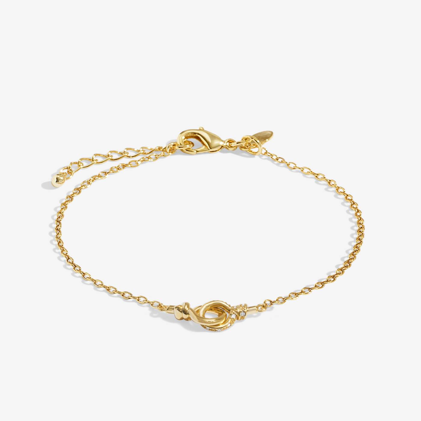 A LITTLES & CO Evermore Linked Knot bracelet with interconnected metal links, showcasing a stylish jewelry accessory.