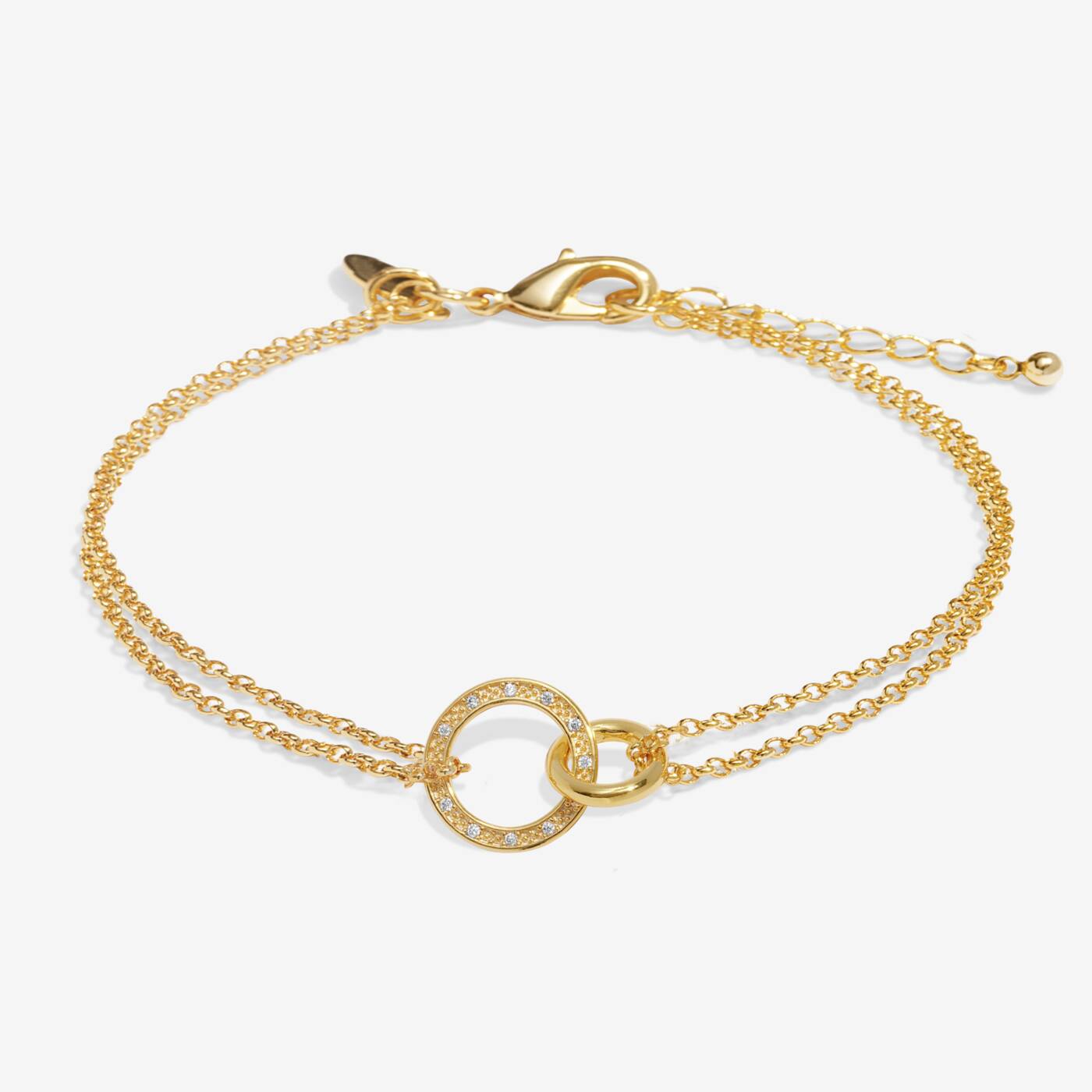 A LITTLES & CO Evermore Linked Circles bracelet featuring interconnected circular links in silver-tone jewelry.