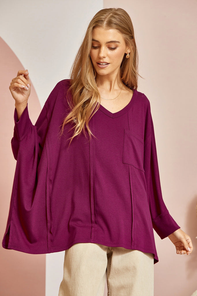 Sawyer Oversized 3 Quarter Sleeve Fun Poncho Knit Top - Be You Boutique