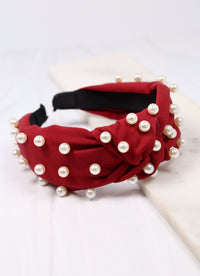 Caroline Hill Apollo Headband with Pearls BURGUNDY - Be You Boutique