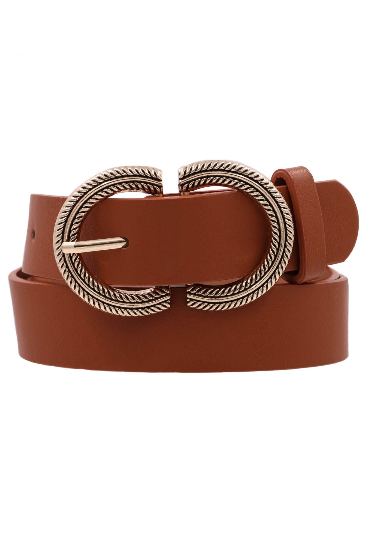 Bruce Vegan Faux Leather Textured Metal Buckle Belt - Be You Boutique