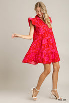 Rhine Floral Print A Line Collared Tiered Dress - Be You Boutique