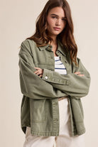 WISHLIST Mike denim button-up jacket with classic collar and front button closure, stylish 140 outerwear for casual wear.