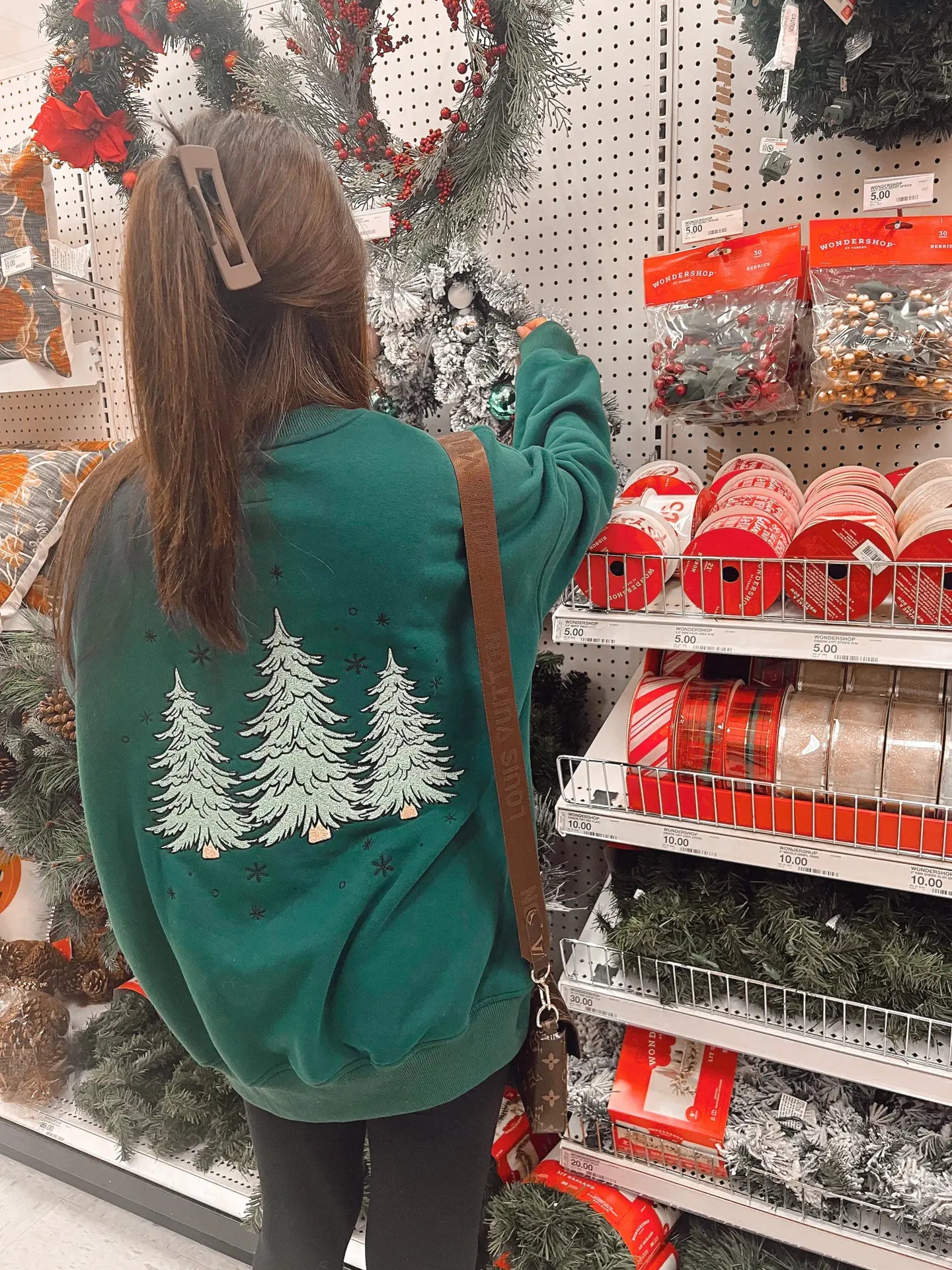 Pre-Order Christmas Tree Embroidered Crewneck Sweatshirt *waiting* - Be You Boutique