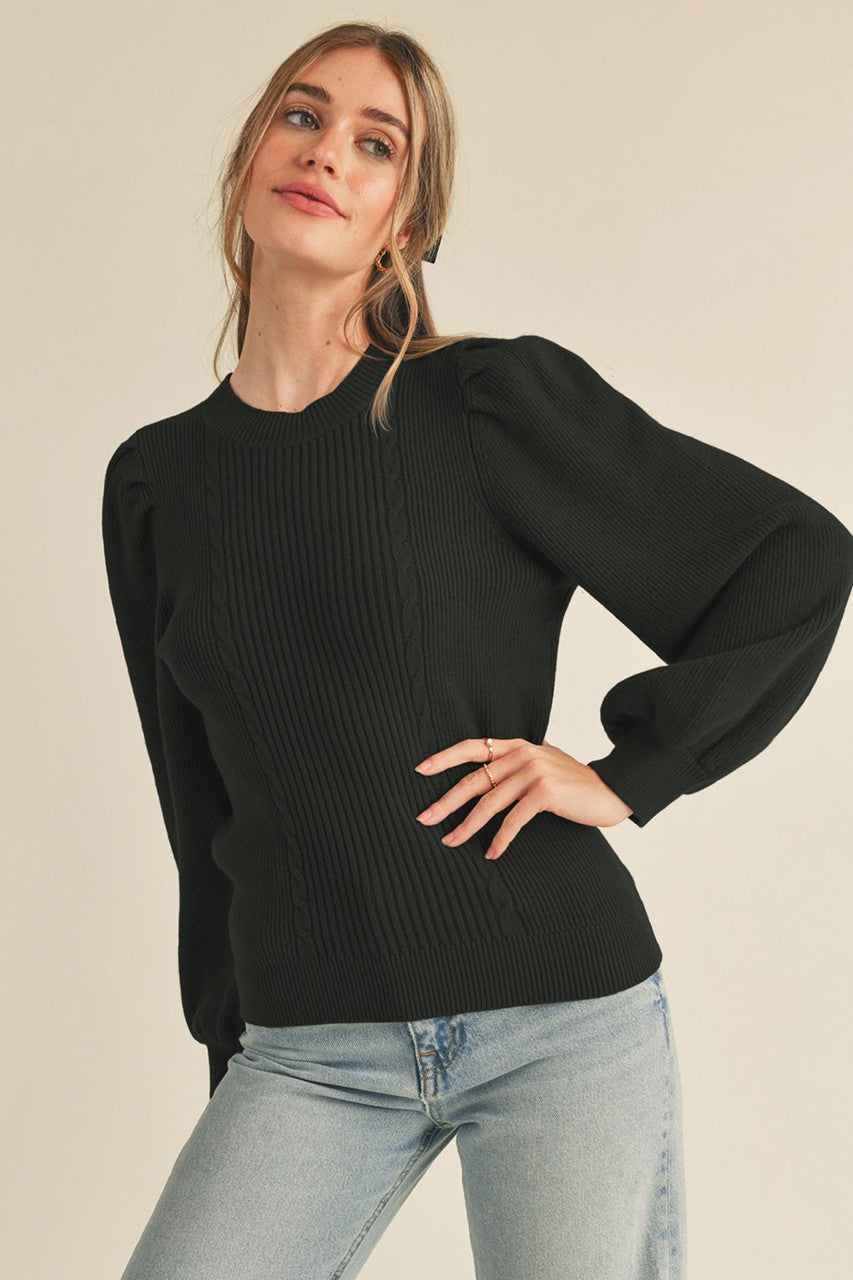 Peter Ribbed Puff Sleeve Sweater - Be You Boutique