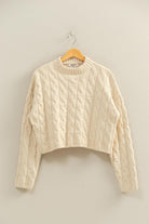 Liv Cable Knit Crew Neck Sweater - Be You Boutique