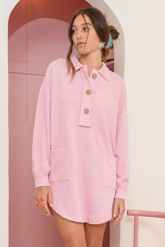 Madeline Long Sleeve Scoop Hem Sweater Dress - Be You Boutique
