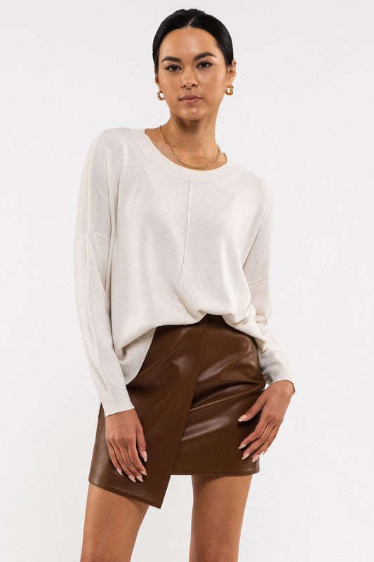 Eleanor Long Sleeve Extended Shoulder Sweater - Be You Boutique