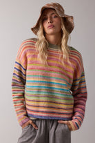 Sophie Multi Striped Round Neck Sweater - Be You Boutique