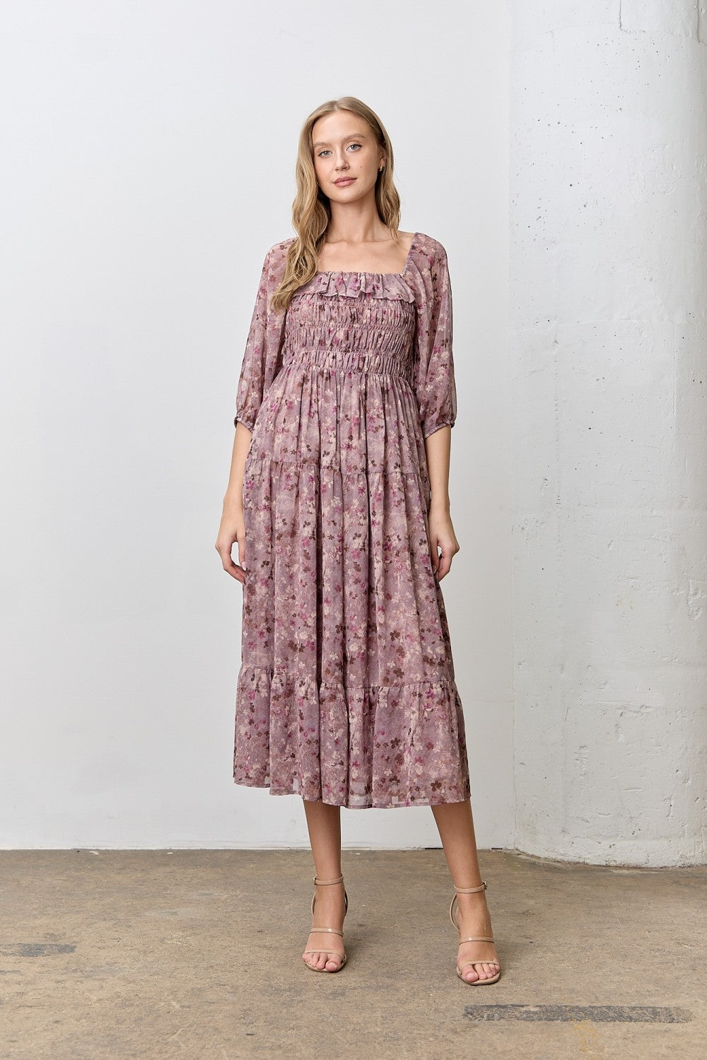 Scarlett Floral Smocked Midi Dress - Be You Boutique