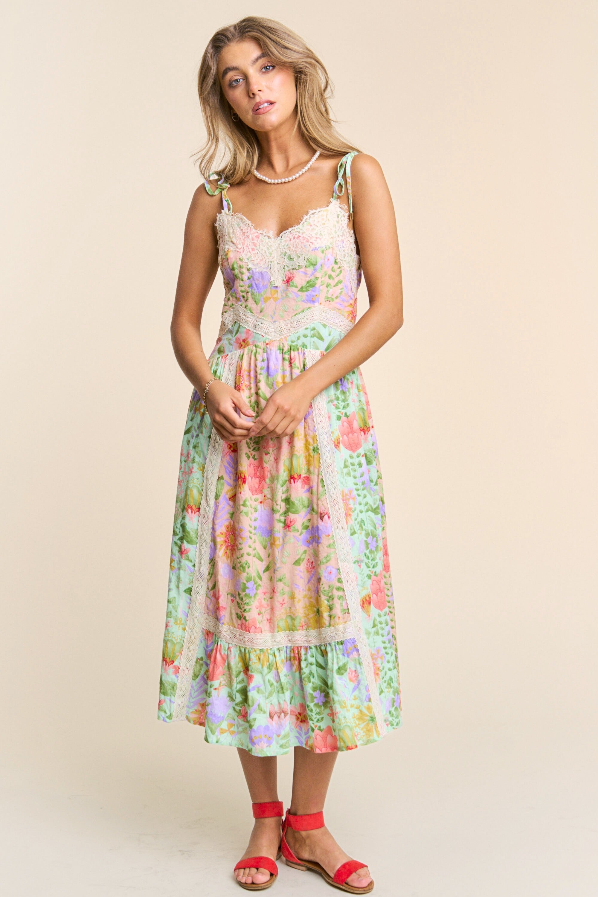 Gretta Garden Floral Midi Dress - Be You Boutique