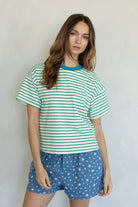 Sunday Striped Relaxed Top by THINGS BETWEEN, casual 105 top featuring comfortable fit and stylish striped design.