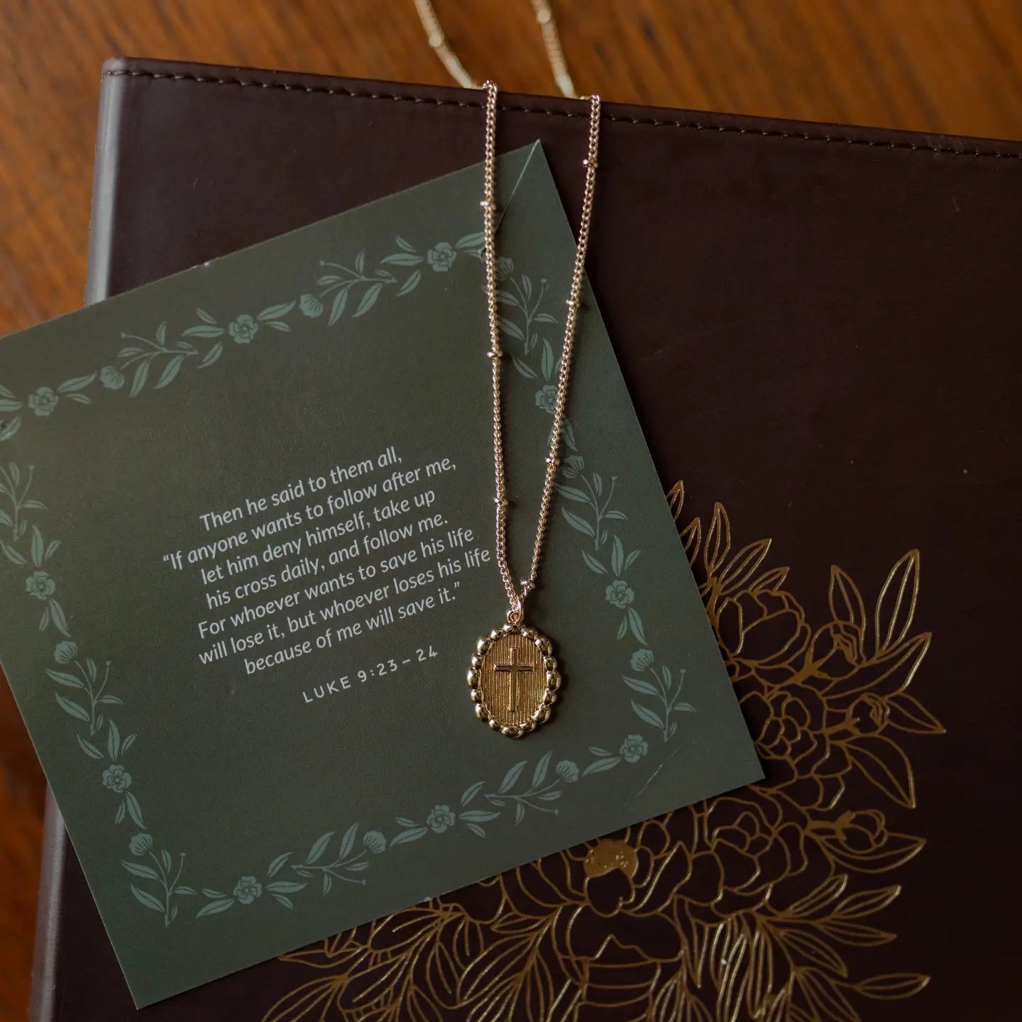 Beaded chain cross necklace by THE DAILY GRACE CO featuring a delicate beaded chain and a cross pendant for stylish jewelry.
