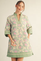 JODIFL Denise Floral Jacquard Dress, elegant 125 dressy dress with vibrant floral pattern and fitted silhouette.