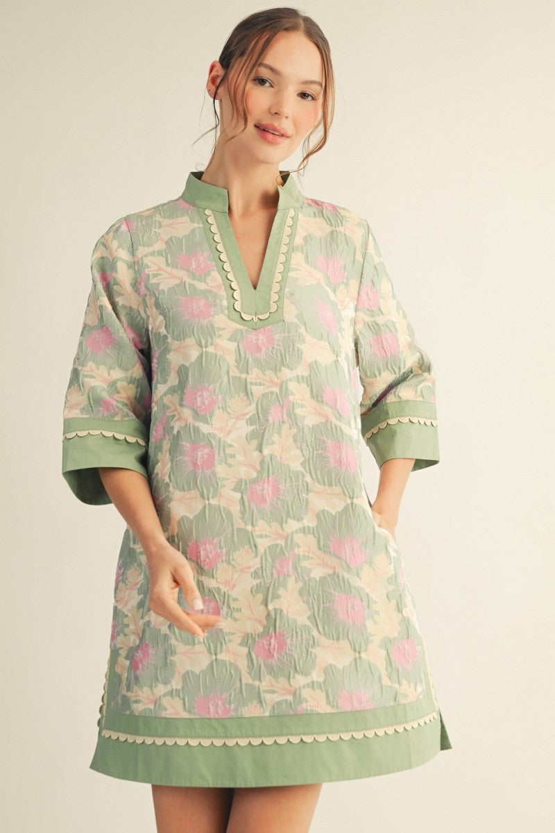 JODIFL Denise Floral Jacquard Dress, elegant 125 dressy dress with vibrant floral pattern and fitted silhouette.