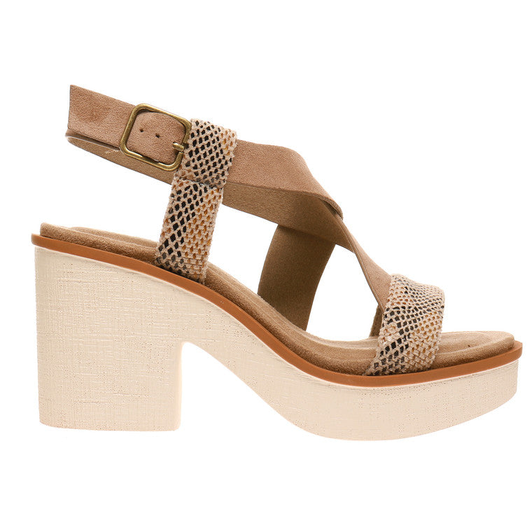 Clue Taupe Adjustable Sling Back Wedge Platform Sandal with Buckle Closure - Be You Boutique
