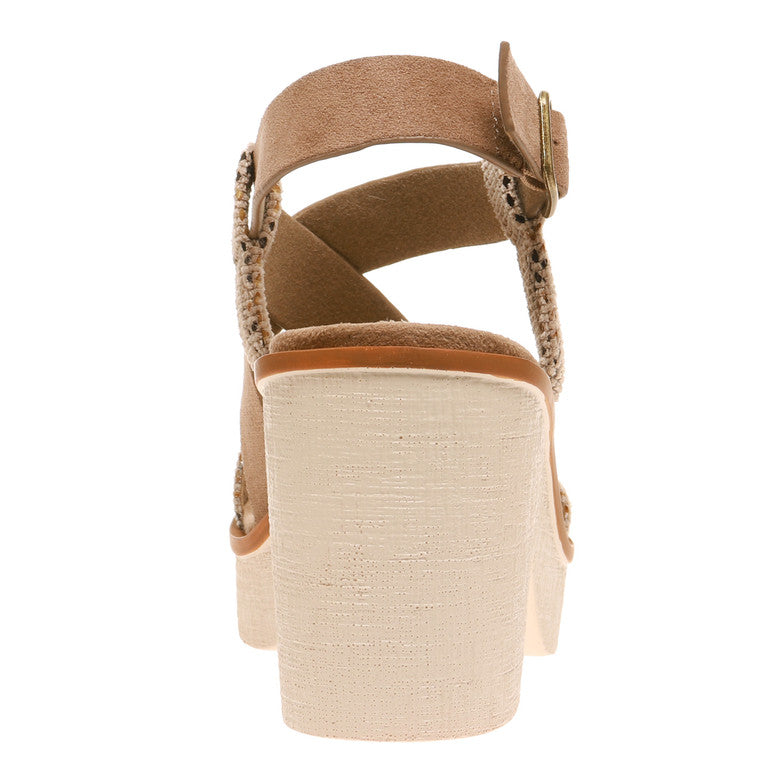 Clue Taupe Adjustable Sling Back Wedge Platform Sandal with Buckle Closure - Be You Boutique