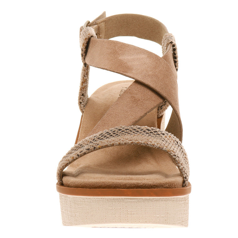 Clue Taupe Adjustable Sling Back Wedge Platform Sandal with Buckle Closure - Be You Boutique