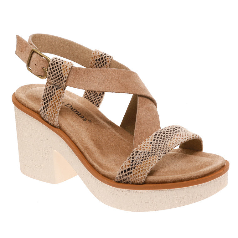 Clue Taupe Adjustable Sling Back Wedge Platform Sandal with Buckle Closure - Be You Boutique