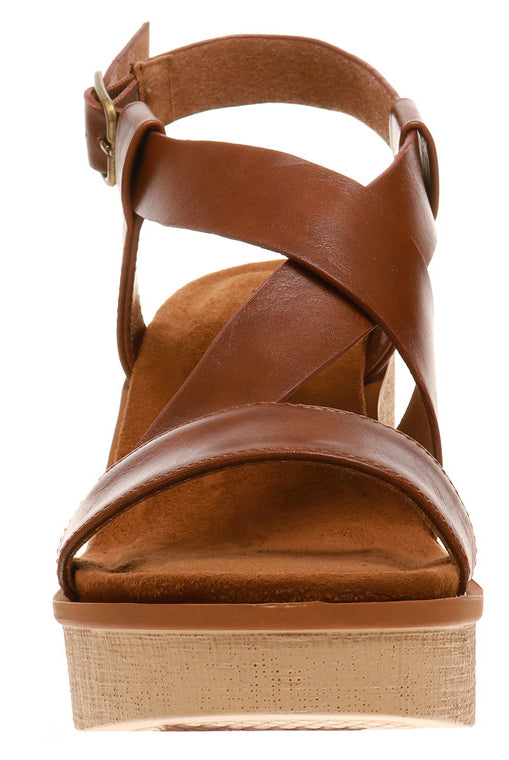 Clue Whiskey Adjustable Sling Back Wedge Platform Sandal with Buckle Closure - Be You Boutique
