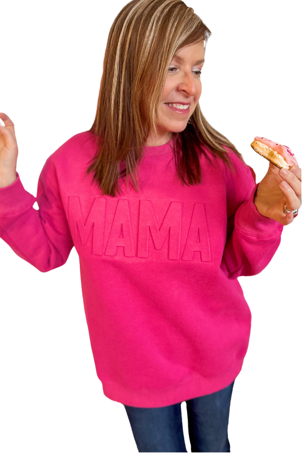 MAMA Embossed Long Sleeve Sweatshirt - Be You Boutique