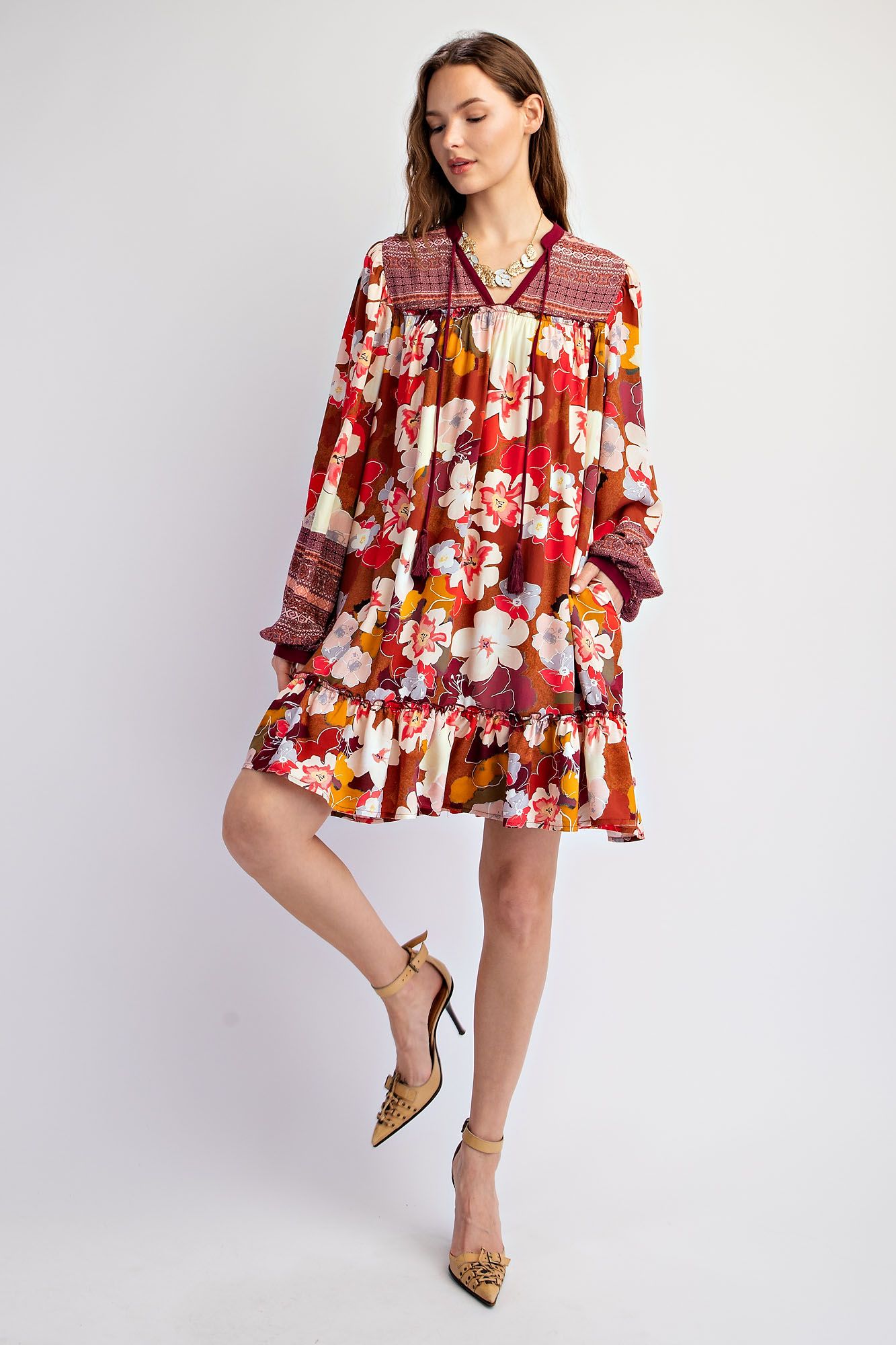 Rita Floral Print Rayon Challis Dress - Be You Boutique