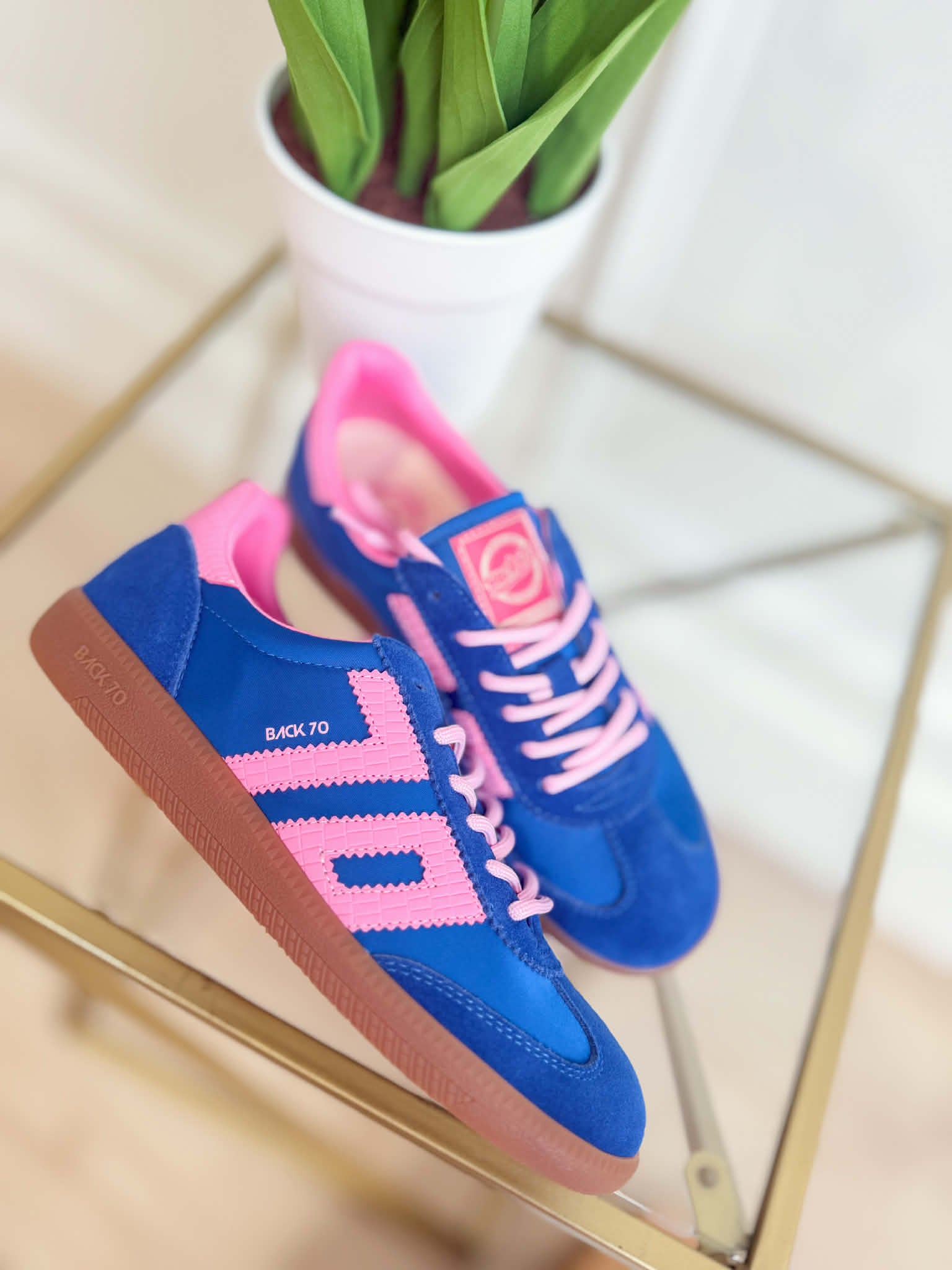 BACK 70 Ghost Sneakers in blue and pink, 205 sneaker style, with sleek design and modern color accents.