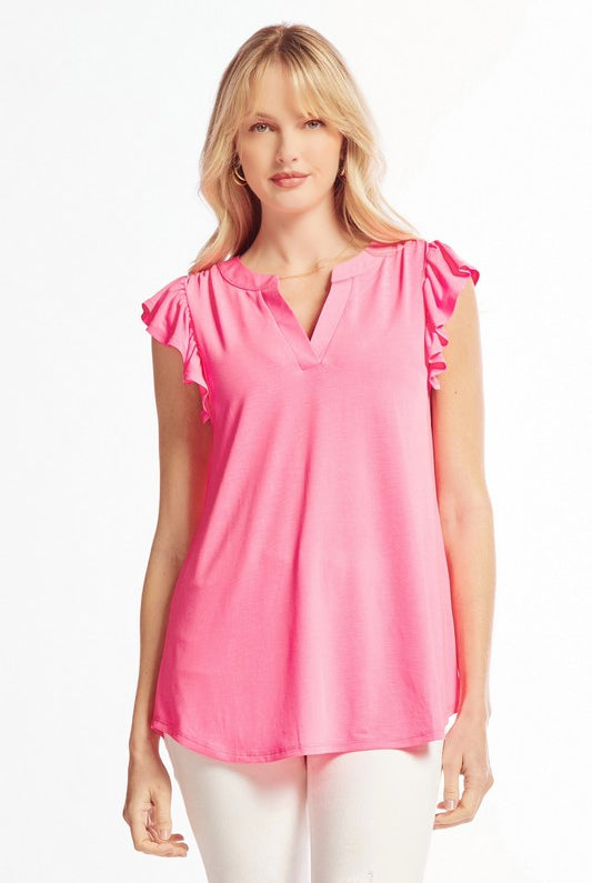 Hudson Flutter Top With China Collar - Be You Boutique