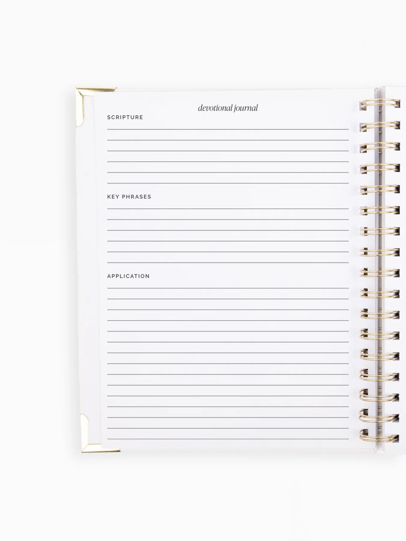 Interior of a Mary Square devotional journal showing lined pages and decorative accents for spiritual reflection.
