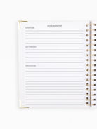 Interior of a Mary Square devotional journal showing lined pages and decorative accents for spiritual reflection.